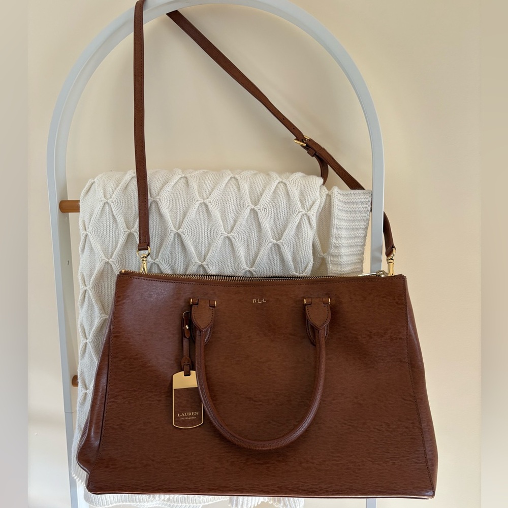 Lauren Ralph Lauren Crosshatch Leather Hanna Satchel